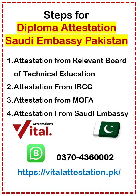 Steps for diploma attestation from saudi embassy in Pakistan