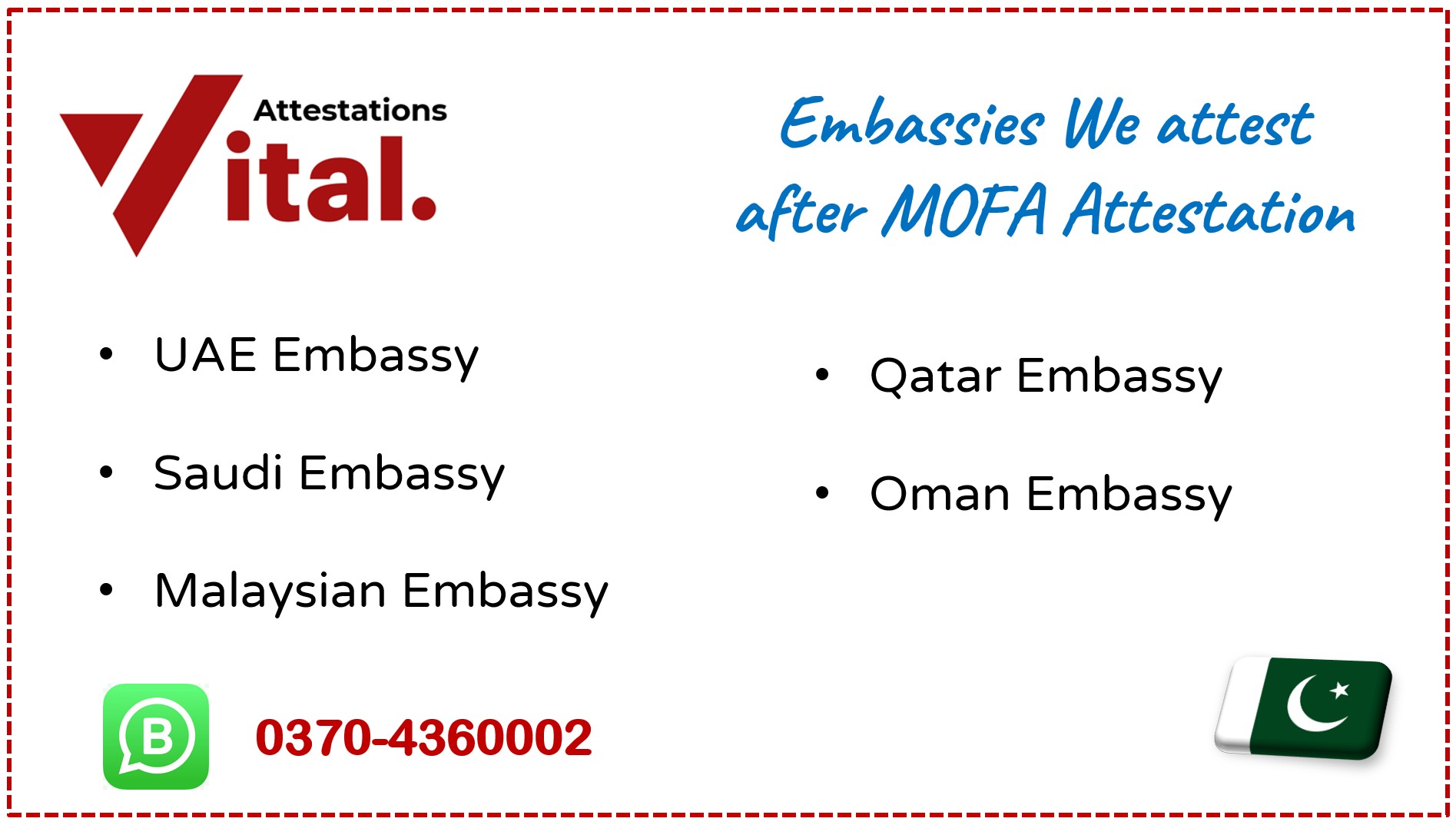 Embassies we attest after mofa attestation