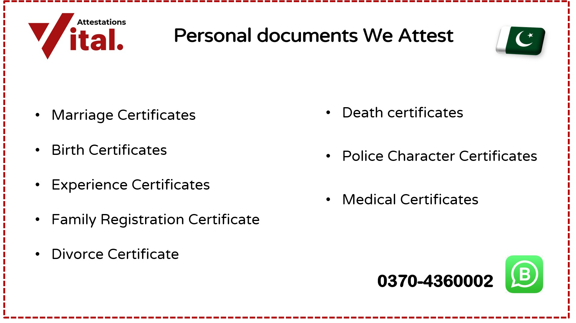 Personal Attestation services in Pakistan